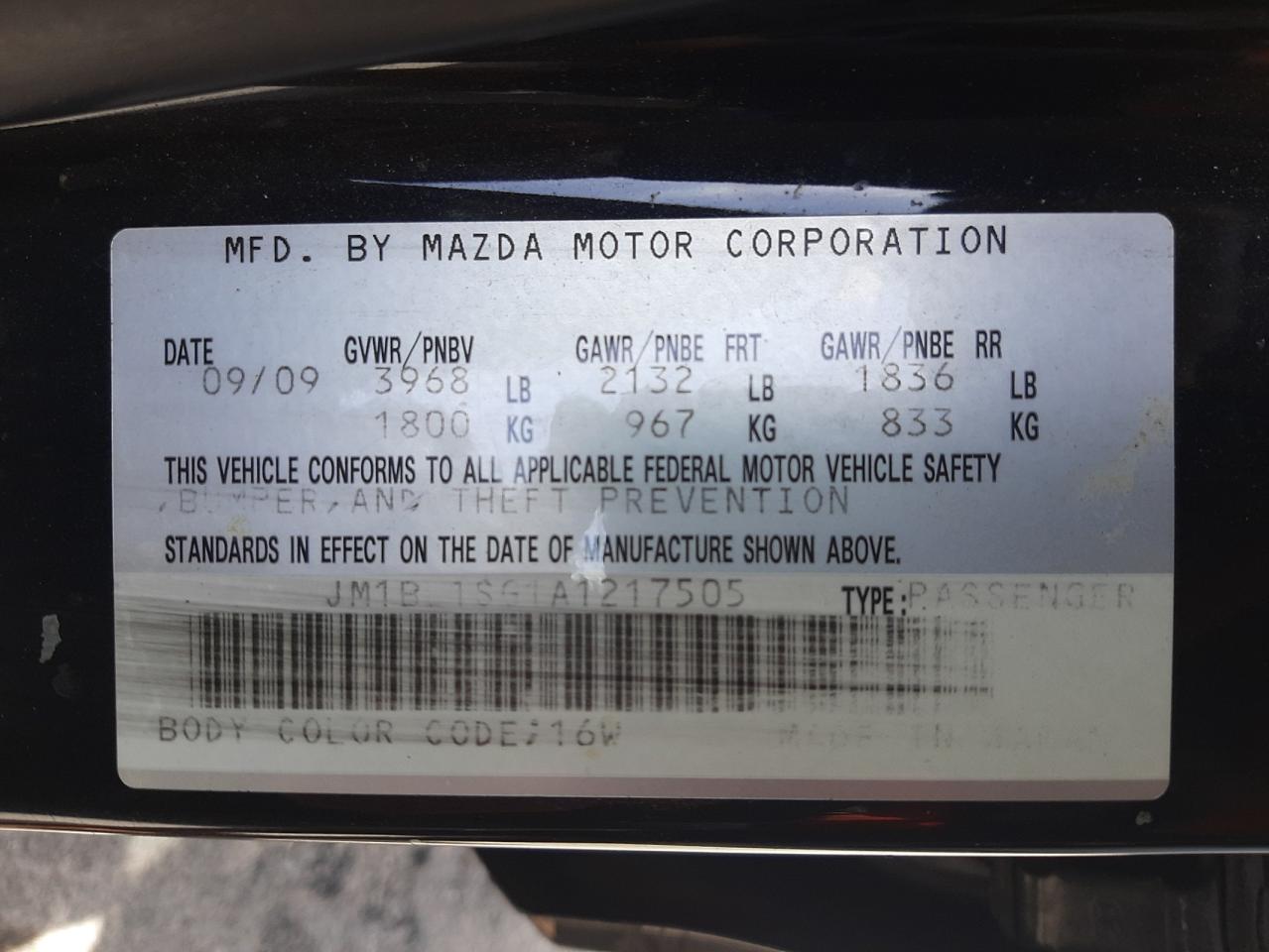 Photo 10 from auction – 2010 MAZDA 3 I with VIN JM1BL1SG1A1217505