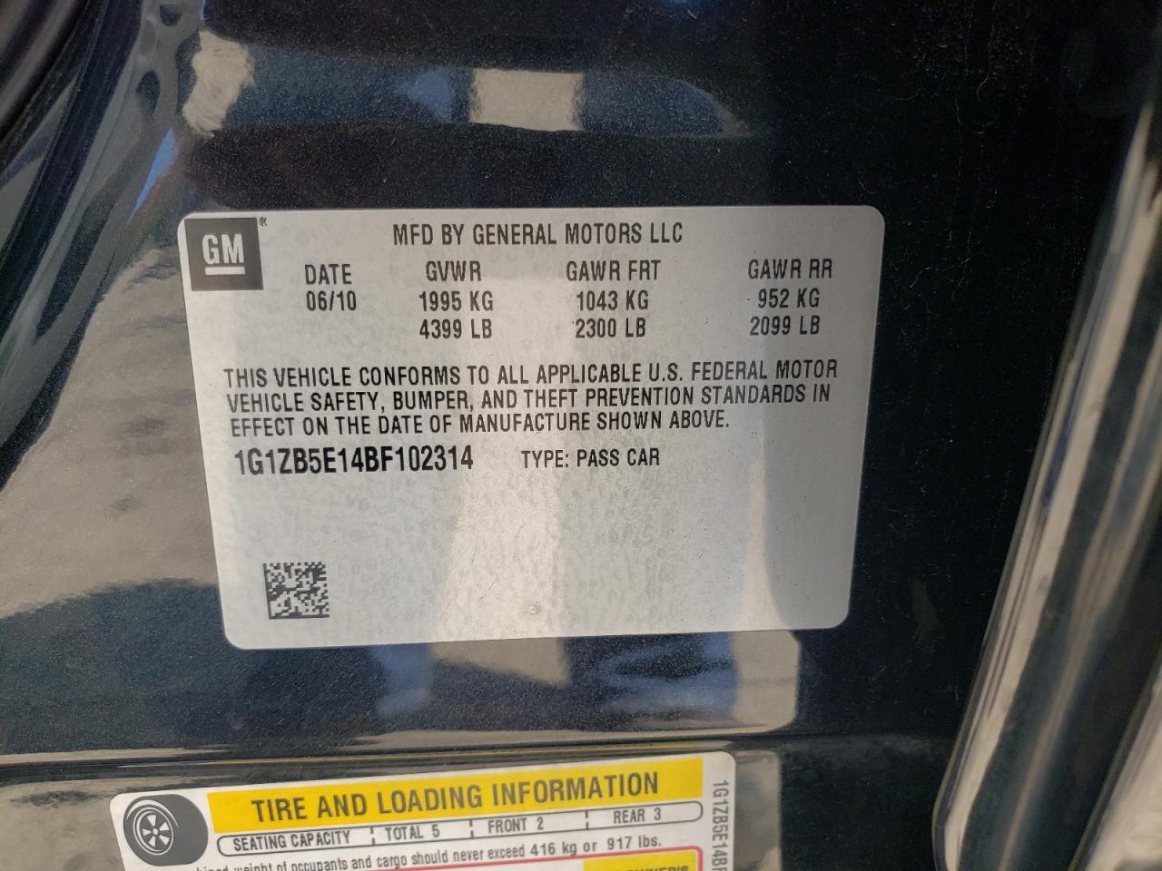 Photo 10 from auction – 2011 CHEVROLET MALIBU LS with VIN 1G1ZB5E14BF102314