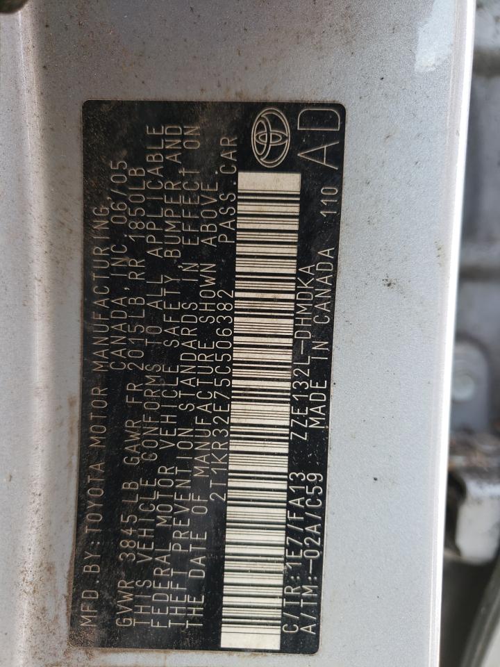 Photo 10 from auction – 2005 TOYOTA COROLLA MA with VIN 2T1KR32E75C506382
