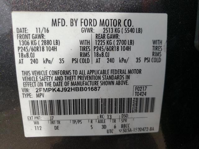 Photo 10 from auction – 2017 FORD EDGE SEL with VIN 2FMPK4J92HBB01687