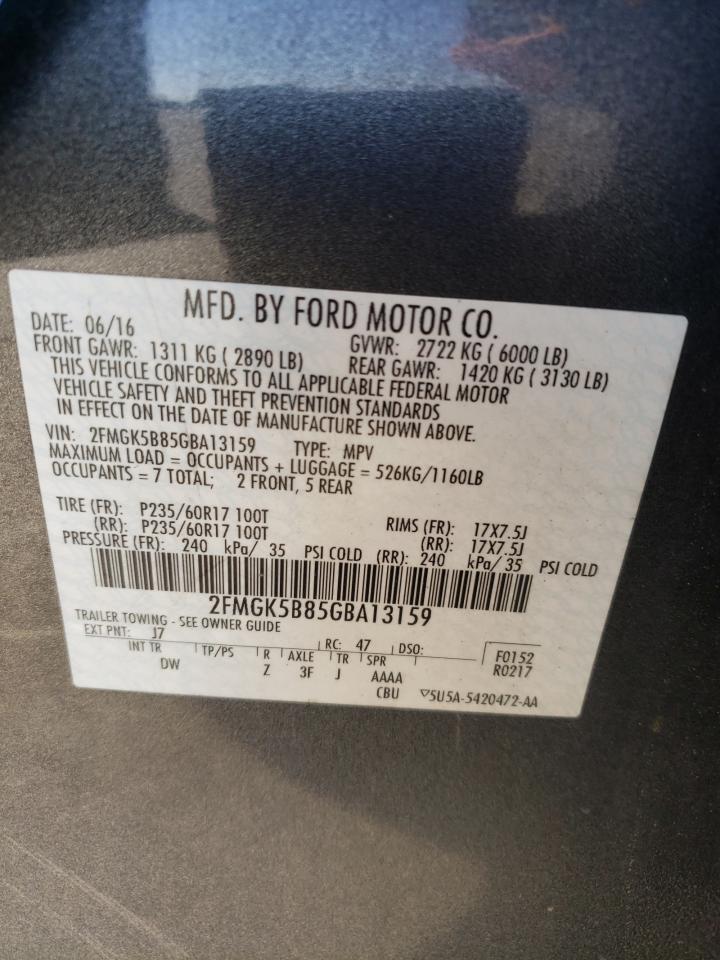 Photo 10 from auction – 2016 FORD FLEX SE with VIN 2FMGK5B85GBA13159
