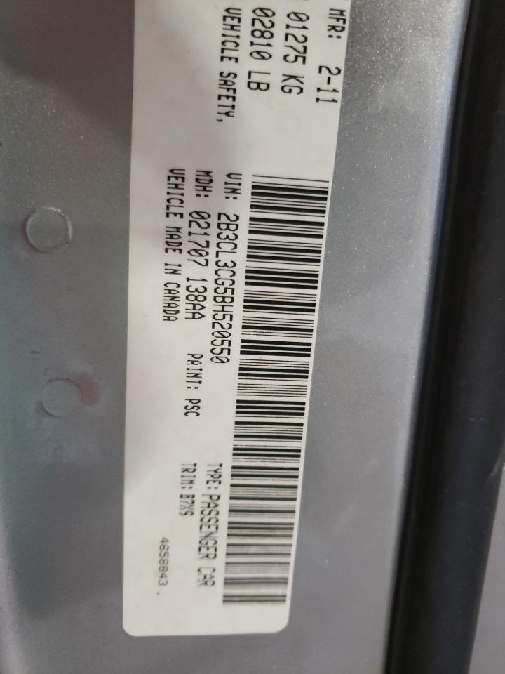 Photo 10 from auction – 2011 DODGE CHARGER with VIN 2B3CL3CG5BH520550