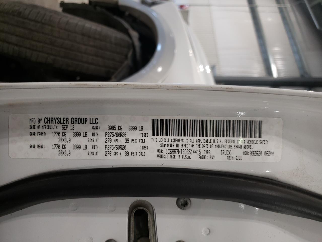Photo 10 from auction – 2013 RAM 1500 LARAM with VIN 1C6RR7NT8DS514415