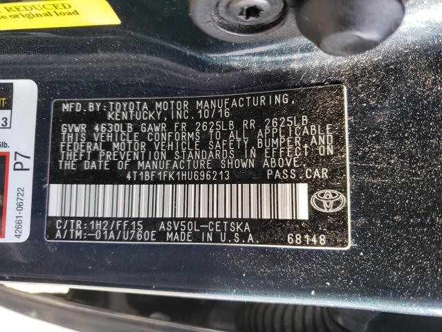 Photo 10 from auction – 2017 TOYOTA CAMRY with VIN 4T1BF1FK1HU696213