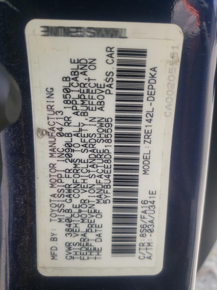 Photo 10 from auction – 2013 TOYOTA COROLLA BA with VIN 5YFBU4EE8DP185595