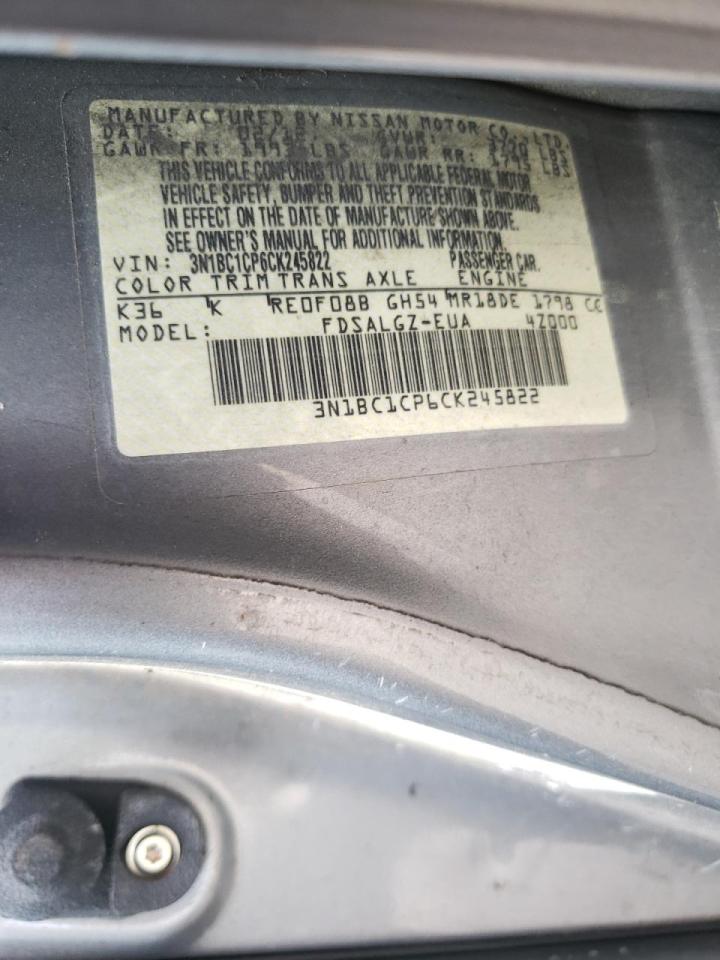 Photo 10 from auction – 2012 NISSAN VERSA S with VIN 3N1BC1CP6CK245822