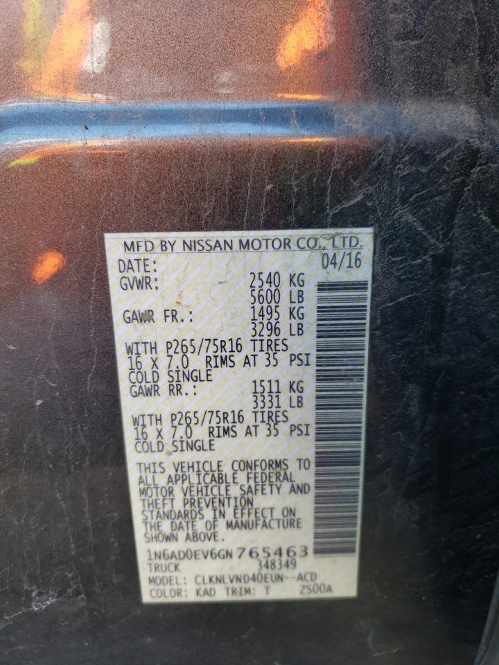 Photo 10 from auction – 2016 NISSAN FRONTIER S with VIN 1N6AD0EV6GN765463