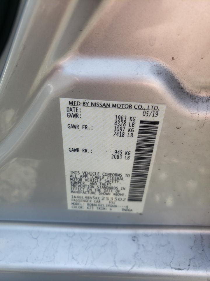 Photo 10 from auction – 2019 NISSAN ALTIMA S with VIN 1N4BL4BV5KC253502