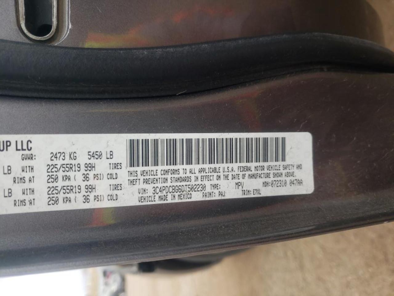 Photo 10 from auction – 2013 DODGE JOURNEY SX with VIN 3C4PDCBG6DT502230