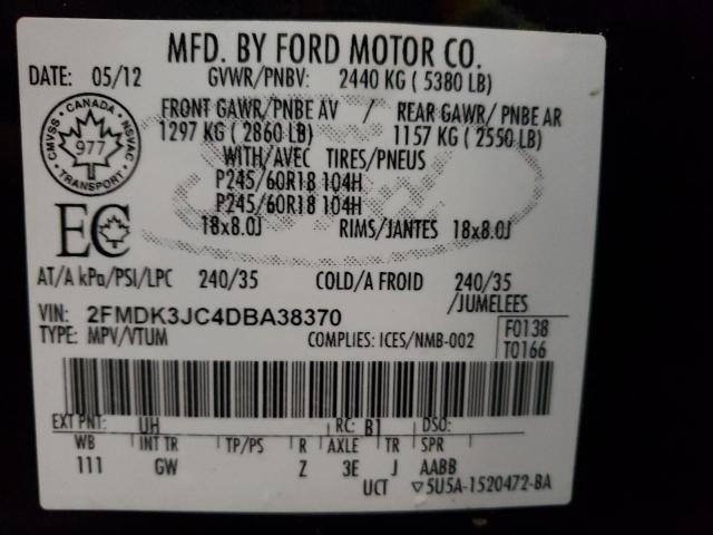 Photo 10 from auction – 2013 FORD EDGE SEL with VIN 2FMDK3JC4DBA38370