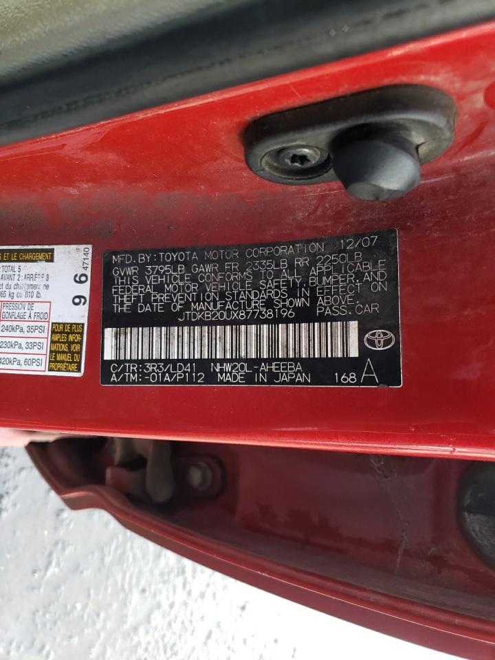 Photo 10 from auction – 2008 TOYOTA PRIUS with VIN JTDKB20UX87738196