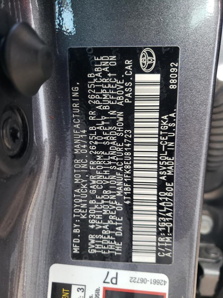 Photo 10 from auction – 2014 TOYOTA CAMRY L with VIN 4T1BF1FK8EU814723