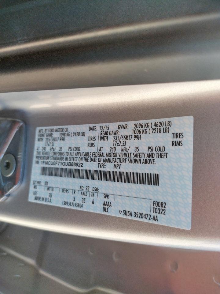 Photo 10 from auction – 2016 FORD ESCAPE S with VIN 1FMCU0F71GUB88922