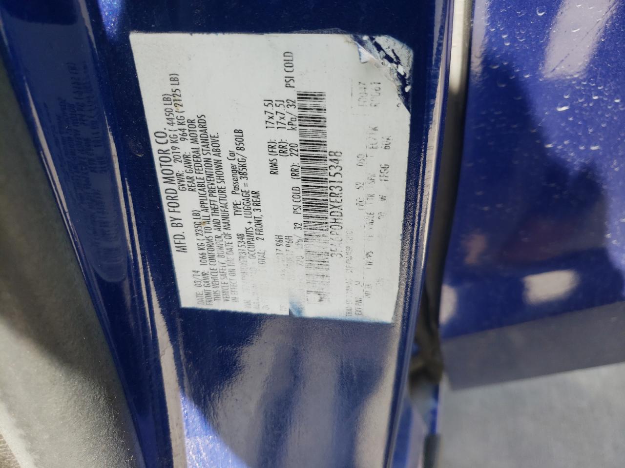 Photo 10 from auction – 2014 FORD FUSION SE with VIN 3FA6P0HDXER315348