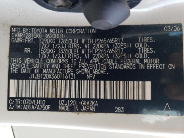 Photo 10 from auction – 2006 LEXUS GX 470 with VIN JTJBT20X360116131