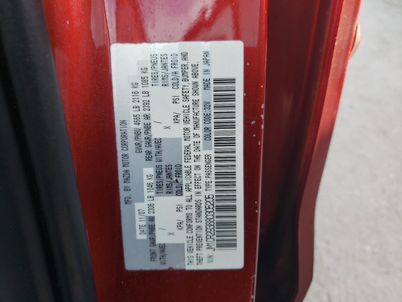 Photo 10 from auction – 2008 MAZDA MAZDA5 with VIN JM1CR293880305205