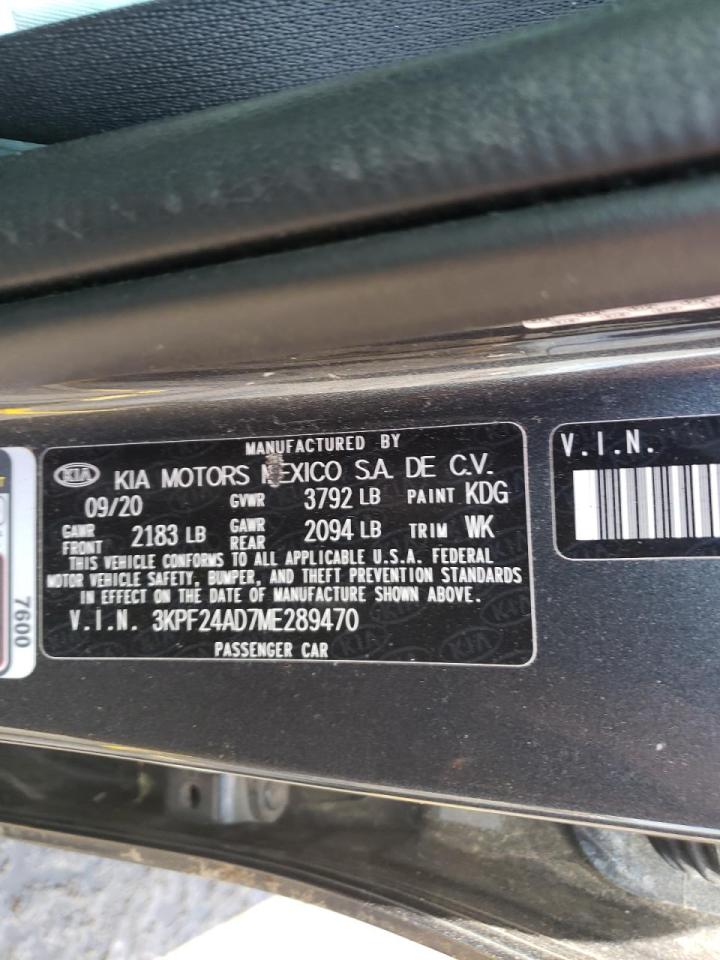 Photo 10 from auction – 2021 KIA FORTE FE with VIN 3KPF24AD7ME289470