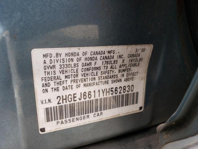 Photo 10 from auction – 2000 HONDA CIVIC BASE with VIN 2HGEJ6611YH562830