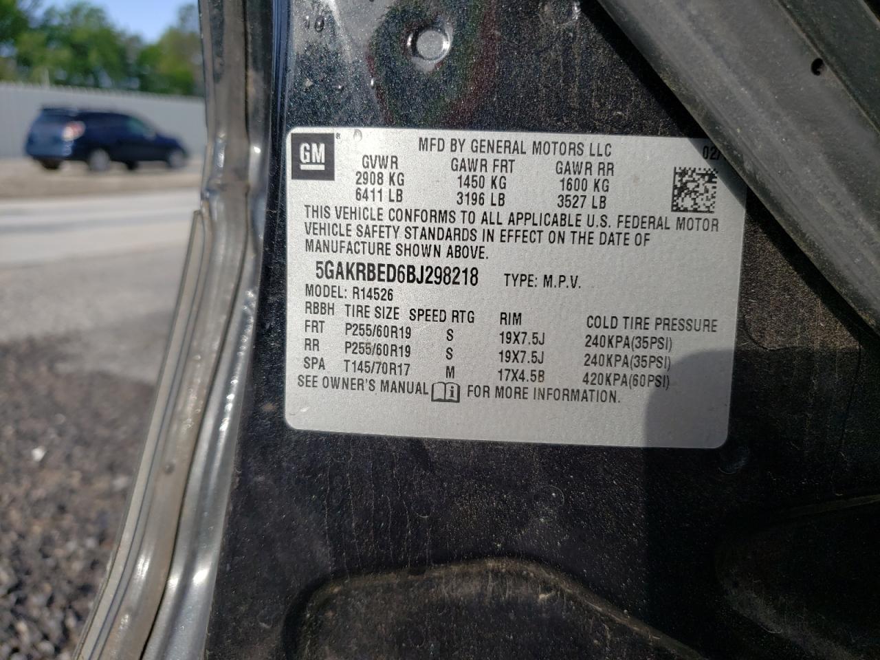 Photo 10 from auction – 2011 BUICK ENCLAVE CX with VIN 5GAKRBED6BJ298218