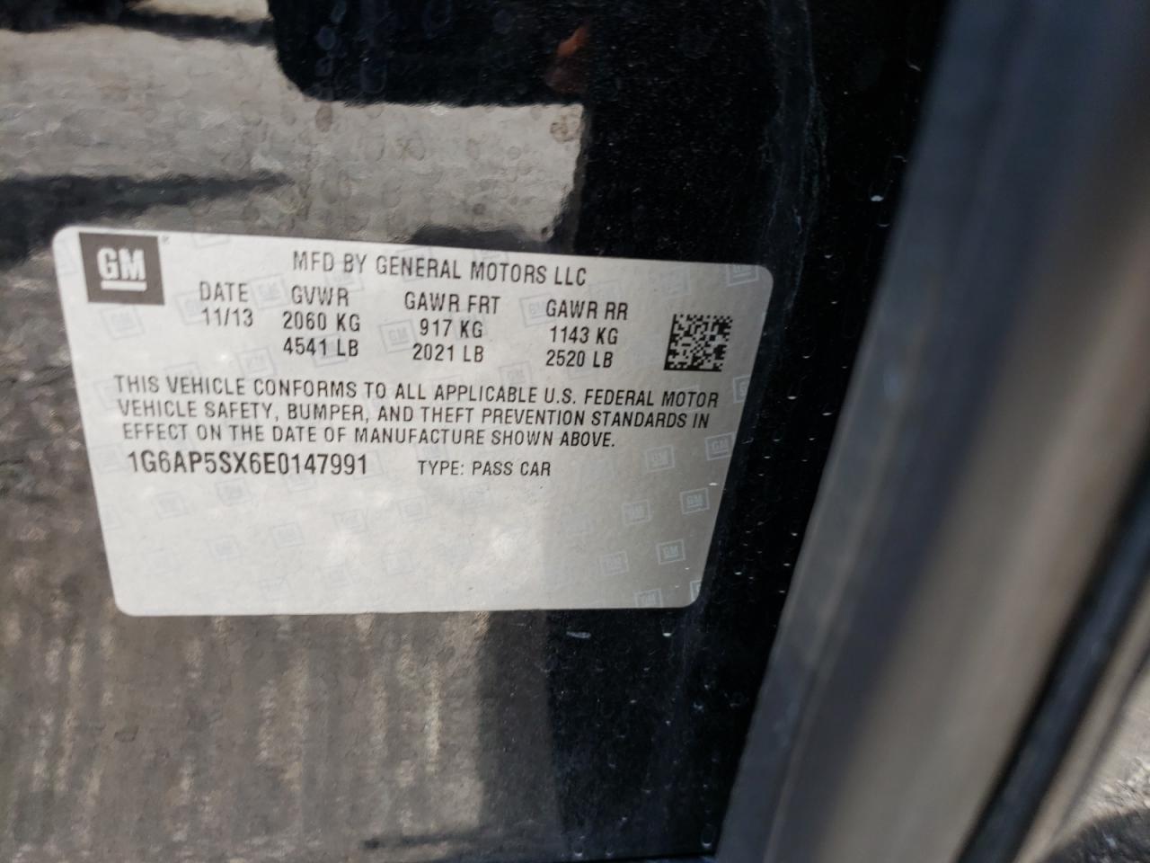 Photo 10 from auction – 2014 CADILLAC CTS with VIN 1G6AP5SX6E0147991