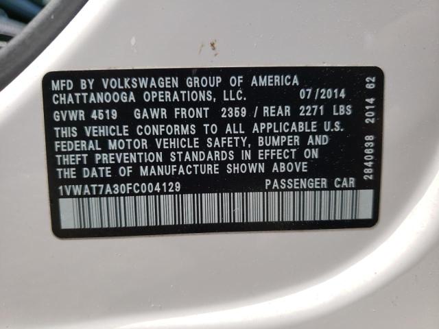 Photo 10 from auction – 2015 VOLKSWAGEN PASSAT S with VIN 1VWAT7A30FC004129