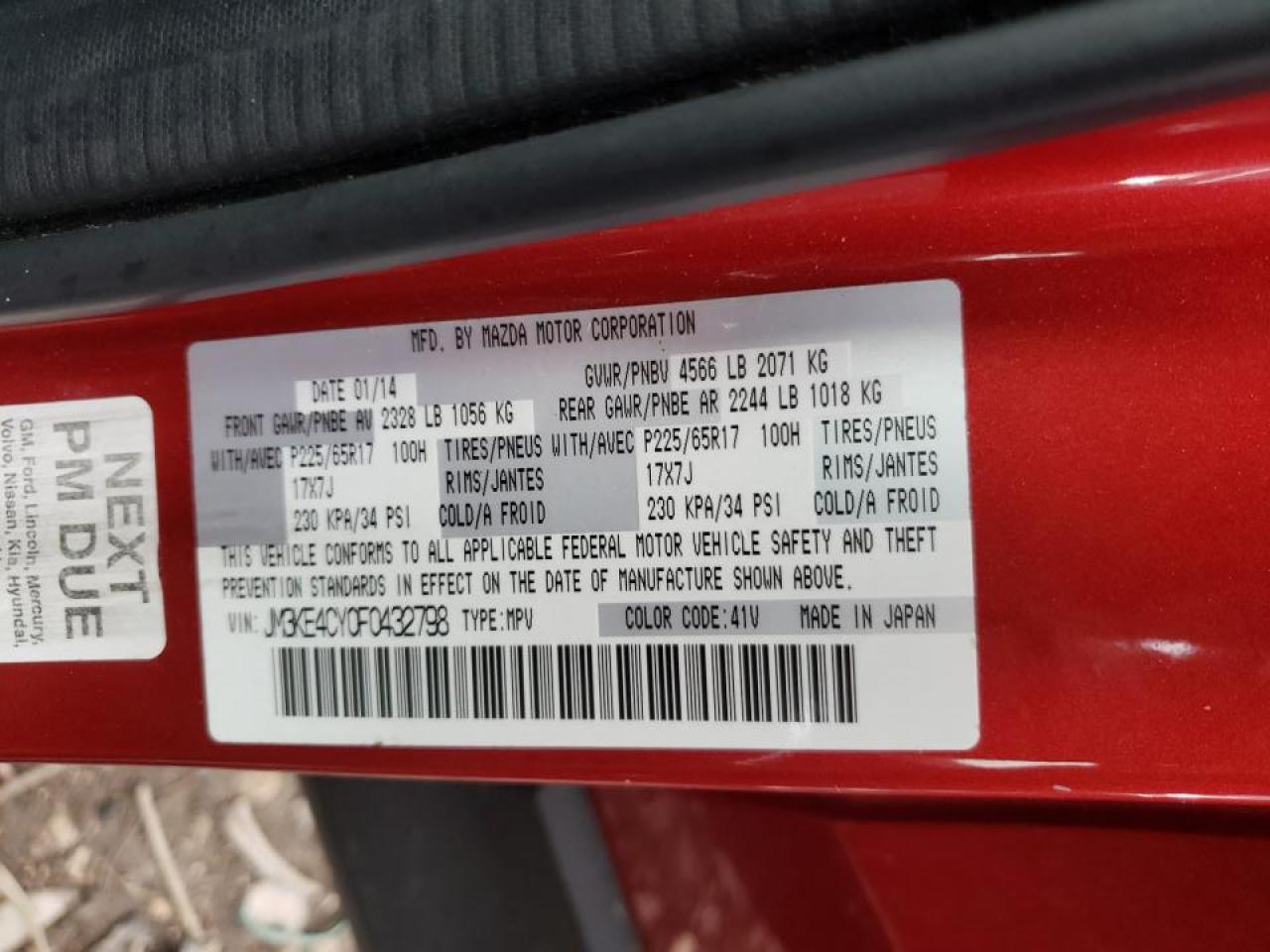 Photo 10 from auction – 2015 MAZDA CX-5 TOURI with VIN JM3KE4CY0F0432798
