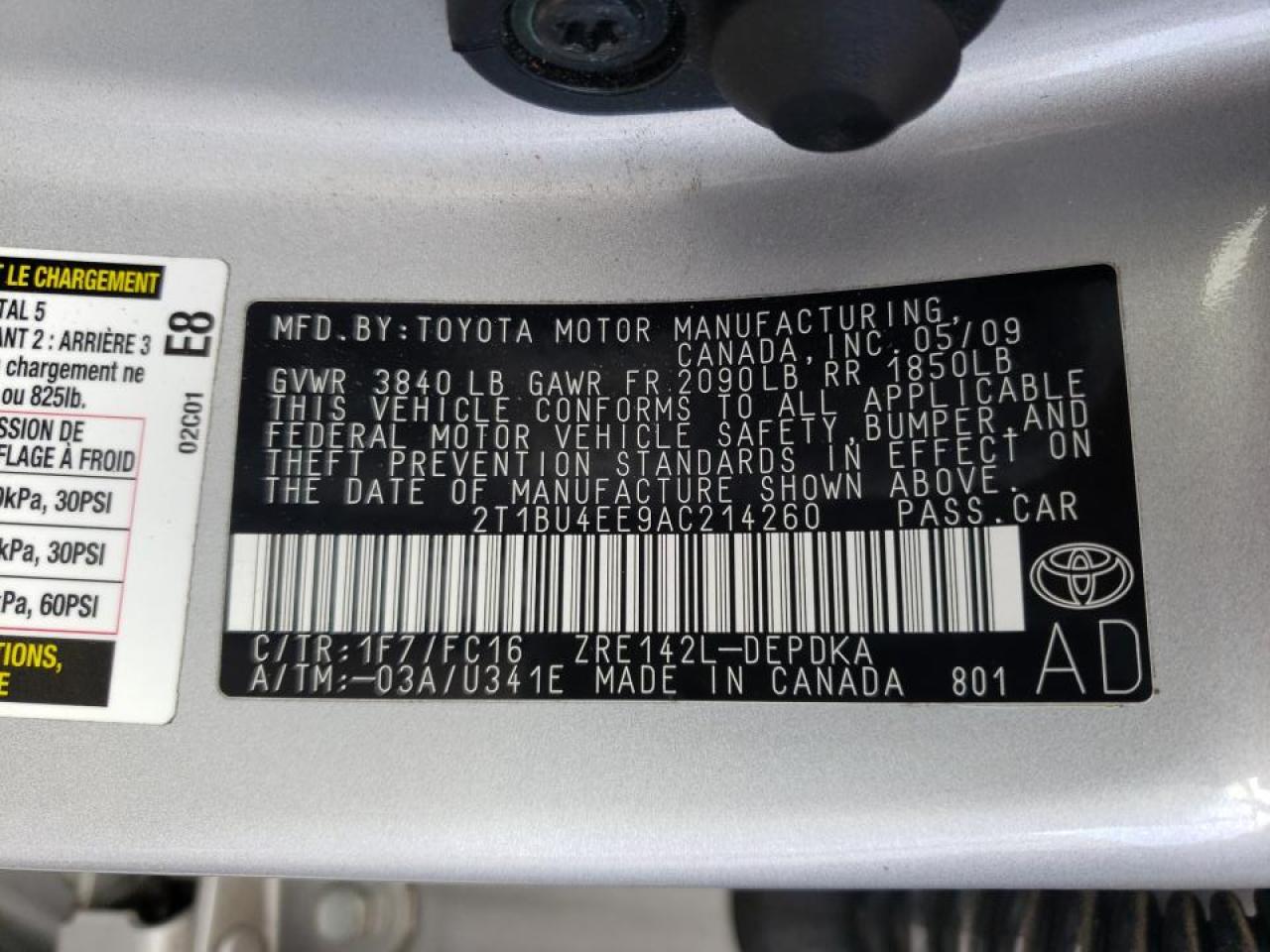 Zdjęcie 10 z aukcji – 2010 TOYOTA COROLLA BA z VIN 2T1BU4EE9AC214260