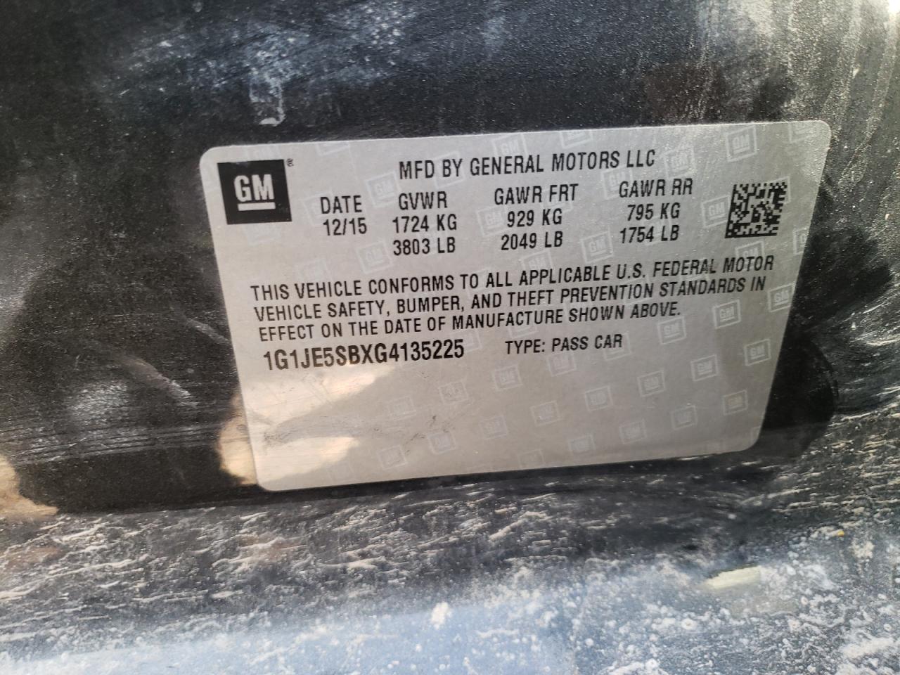 Photo 10 from auction – 2016 CHEVROLET SONIC LTZ with VIN 1G1JE5SBXG4135225