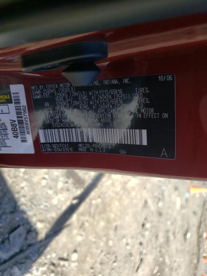 Photo 10 from auction – 2006 TOYOTA SIENNA with VIN 5TDZA23C36S569596