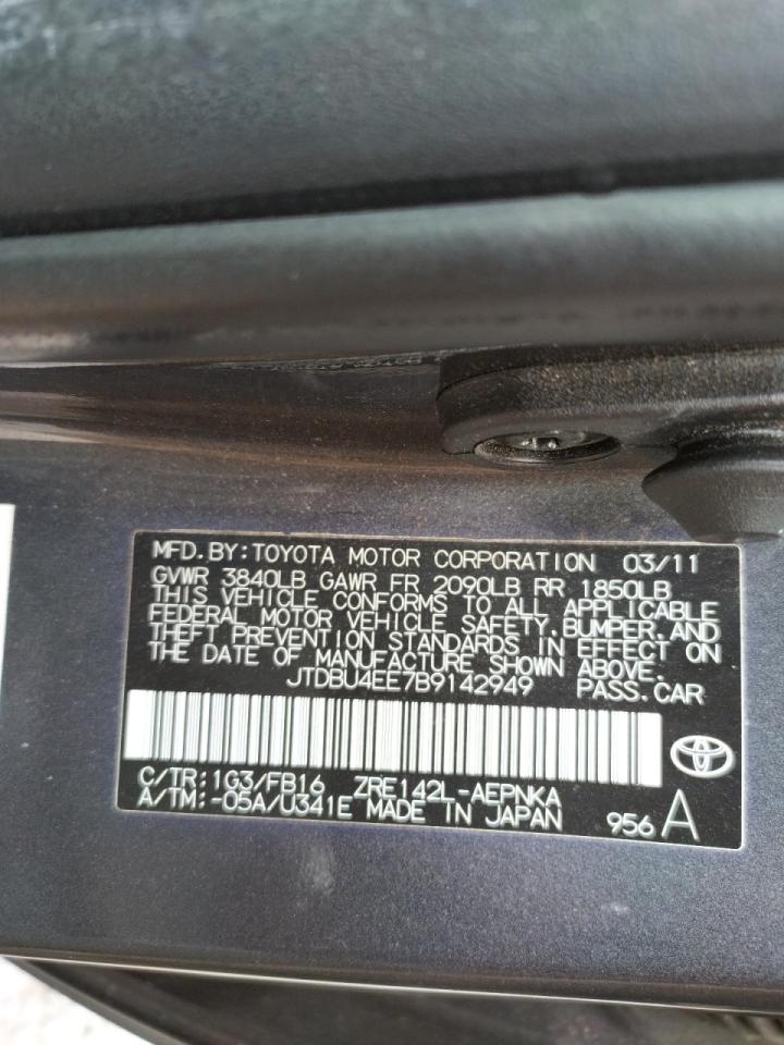 Zdjęcie 10 z aukcji – 2011 TOYOTA COROLLA BA z VIN JTDBU4EE7B9142949