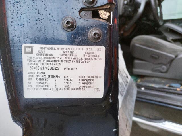 Photo 10 from auction – 2004 CHEVROLET AVALANCHE with VIN 3GNEC12T74G303229