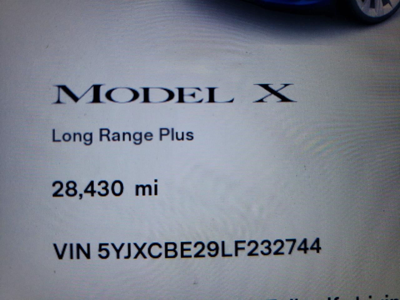 Photo 8 from auction – 2020 TESLA MODEL X with VIN 5YJXCBE29LF232744
