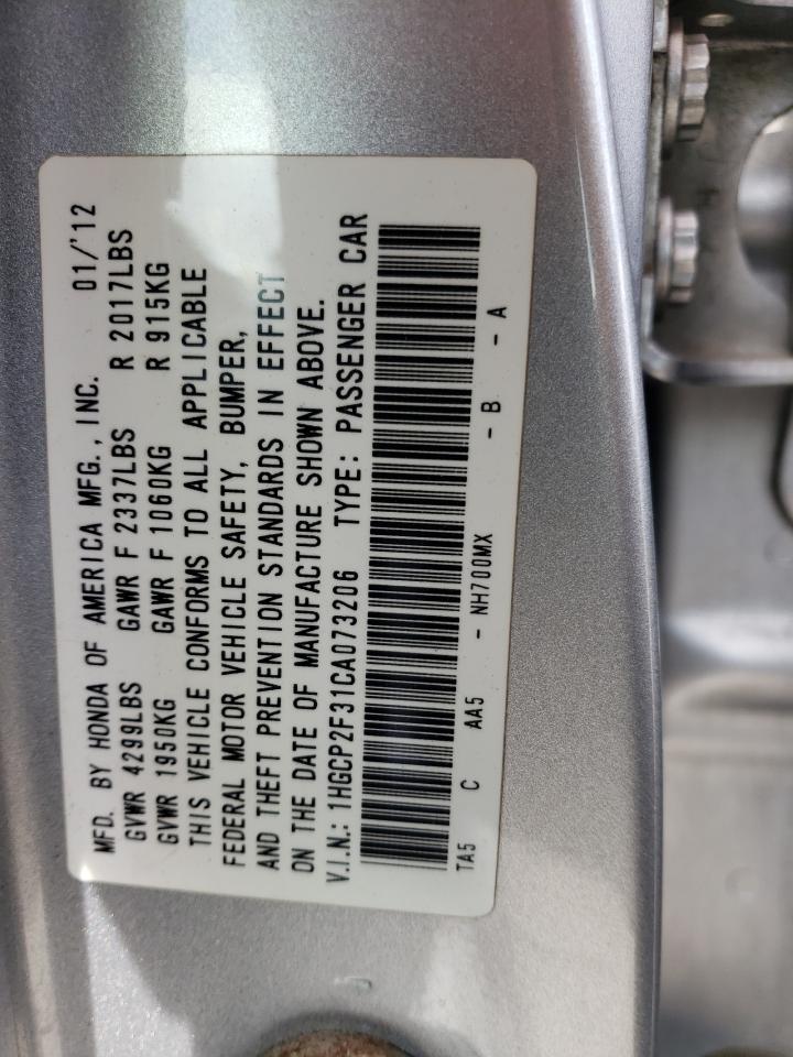 Photo 10 from auction – 2012 HONDA ACCORD LX with VIN 1HGCP2F31CA073206