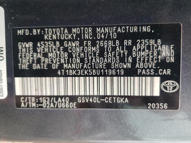 Photo 10 from auction – 2011 TOYOTA CAMRY SE with VIN 4T1BK3EK5BU119619