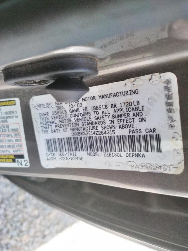 Photo 10 from auction – 2004 TOYOTA COROLLA CE with VIN 1NXBR32E14Z264315