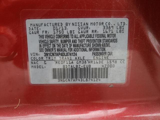 Photo 10 from auction – 2013 NISSAN VERSA S with VIN 3N1CN7AP4DL874124