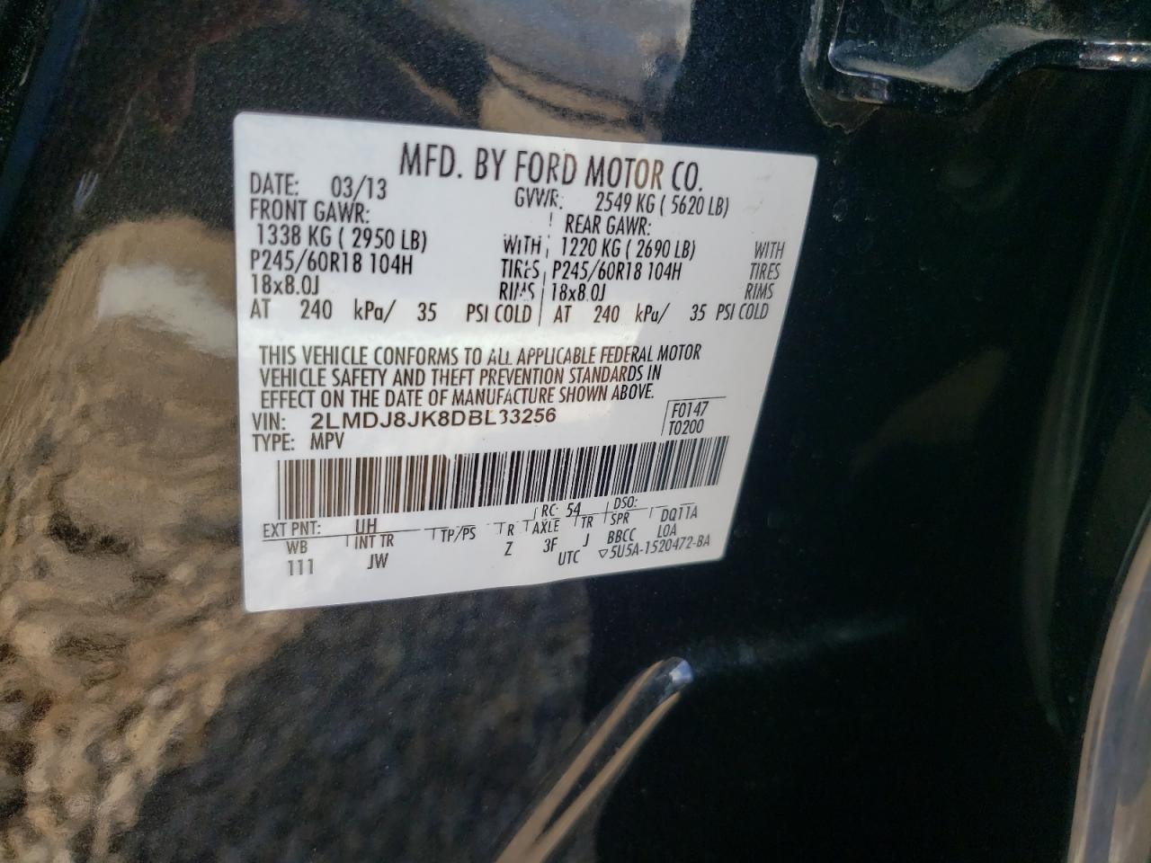 Photo 10 from auction – 2013 LINCOLN MKX with VIN 2LMDJ8JK8DBL33256