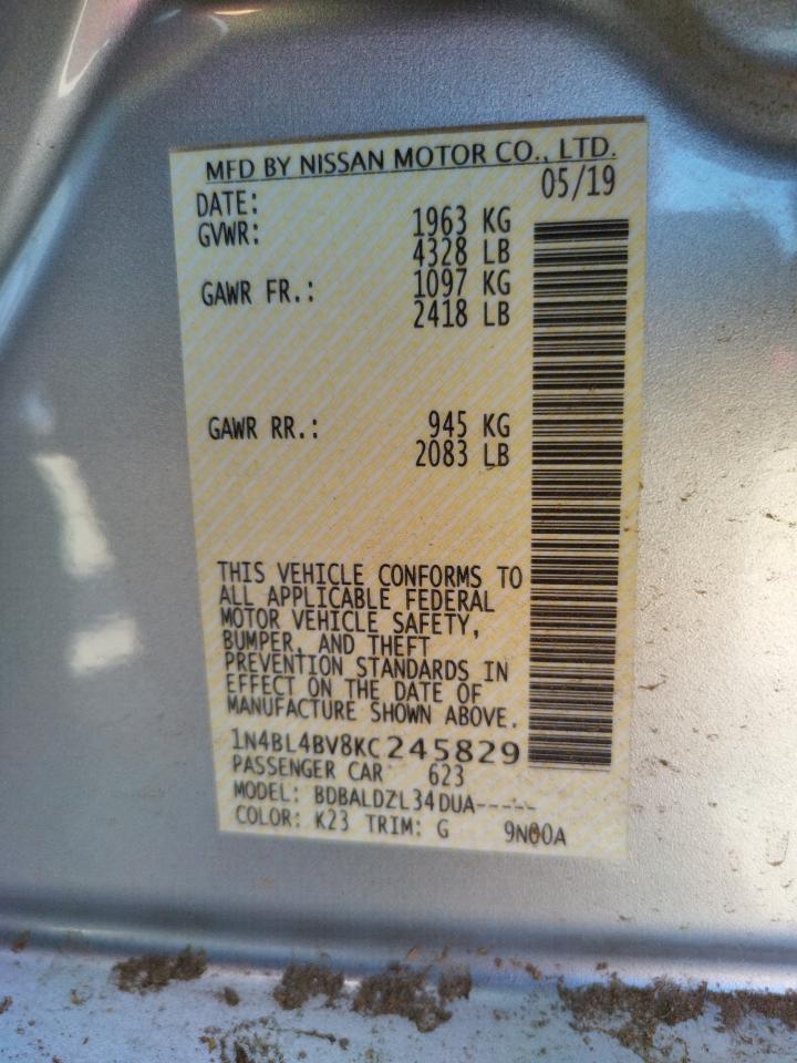 Photo 10 from auction – 2019 NISSAN ALTIMA S with VIN 1N4BL4BV8KC245829