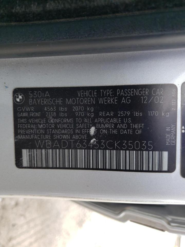 Photo 10 from auction – 2003 BMW 530 I AUTO with VIN WBADT63453CK35035