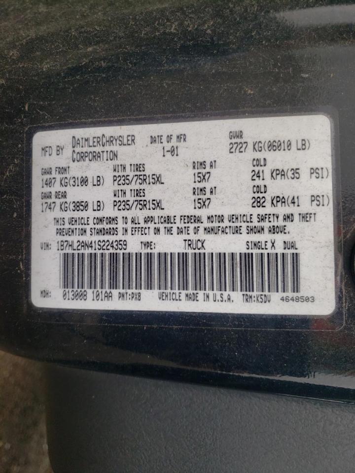 Photo 10 from auction – 2001 DODGE DAKOTA QUA with VIN 1B7HL2AN41S224359