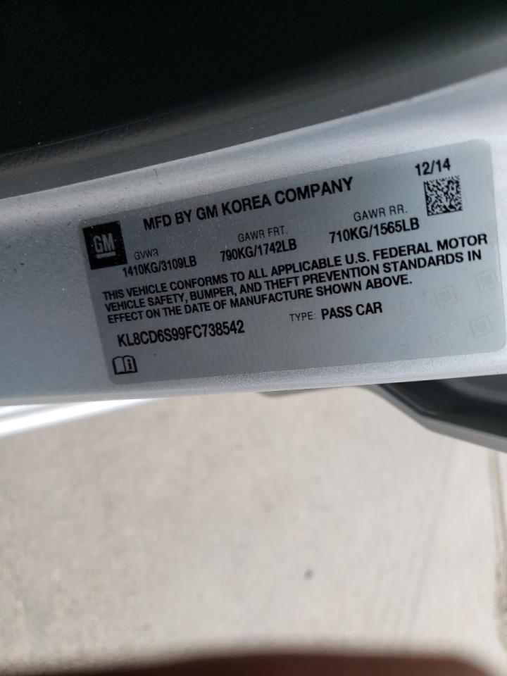 Photo 10 from auction – 2015 CHEVROLET SPARK 1LT with VIN KL8CD6S99FC738542