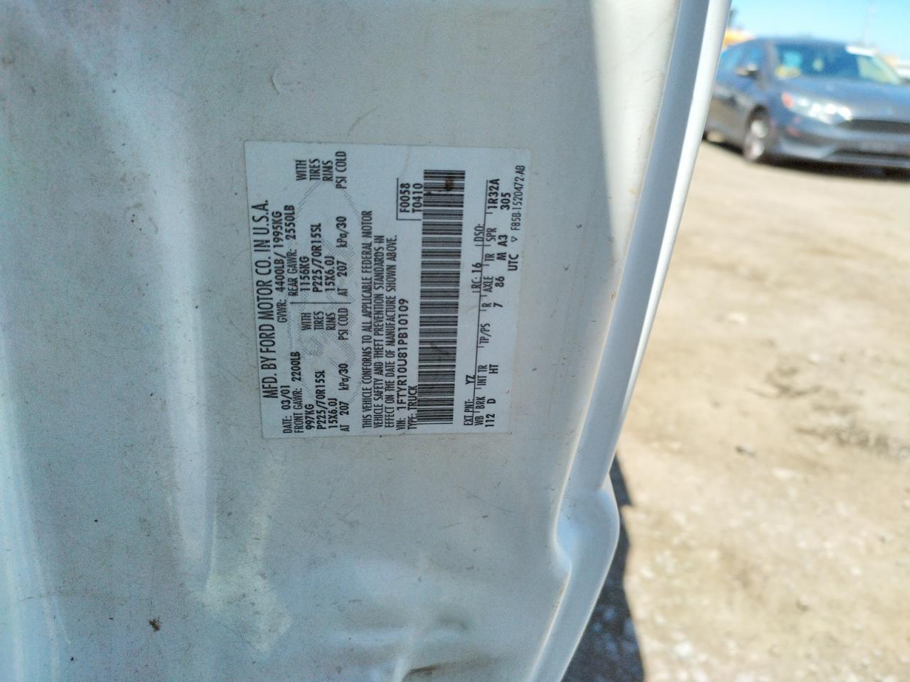 Photo 10 from auction – 2001 FORD RANGER with VIN 1FTYR10U81PB10109