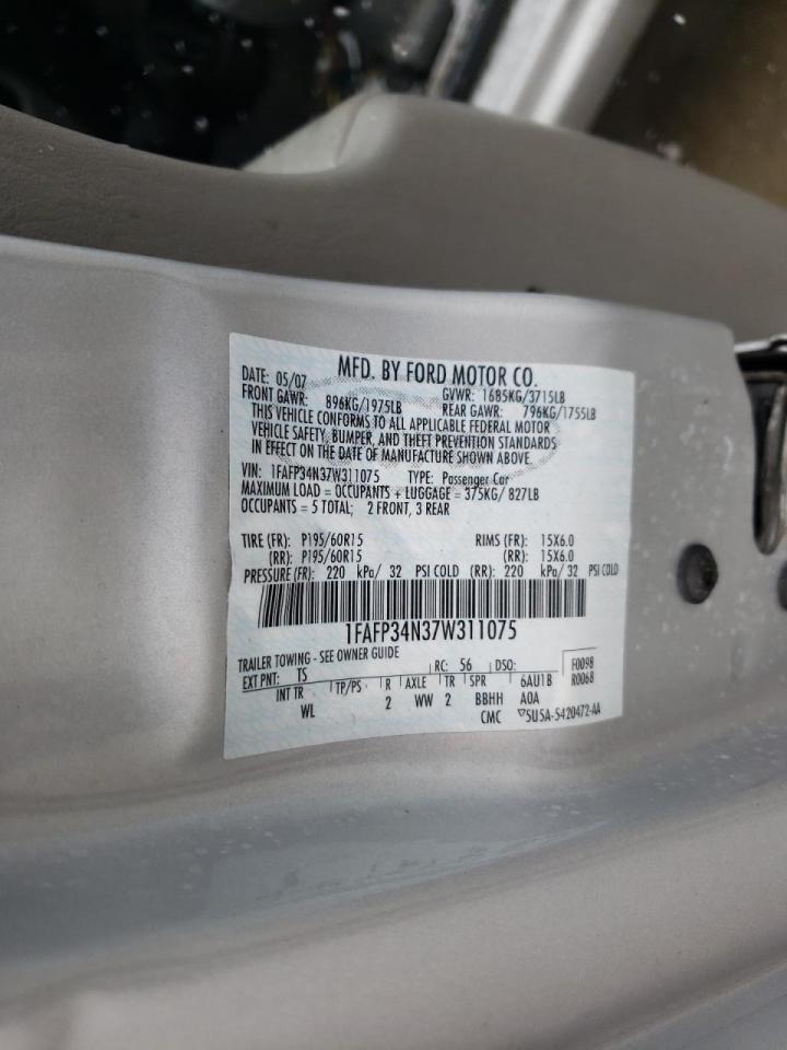 Photo 10 from auction – 2007 FORD FOCUS ZX4 with VIN 1FAFP34N37W311075