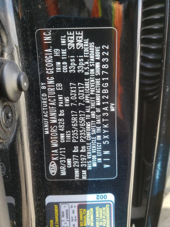 Photo 10 from auction – 2011 KIA SORENTO BA with VIN 5XYKT3A12BG178322