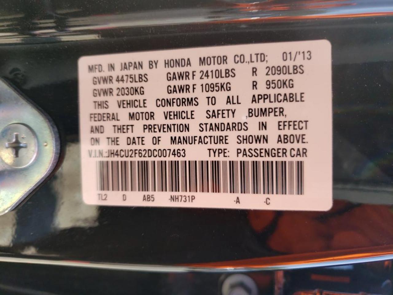 Photo 10 from auction – 2013 ACURA TSX TECH with VIN JH4CU2F62DC007463