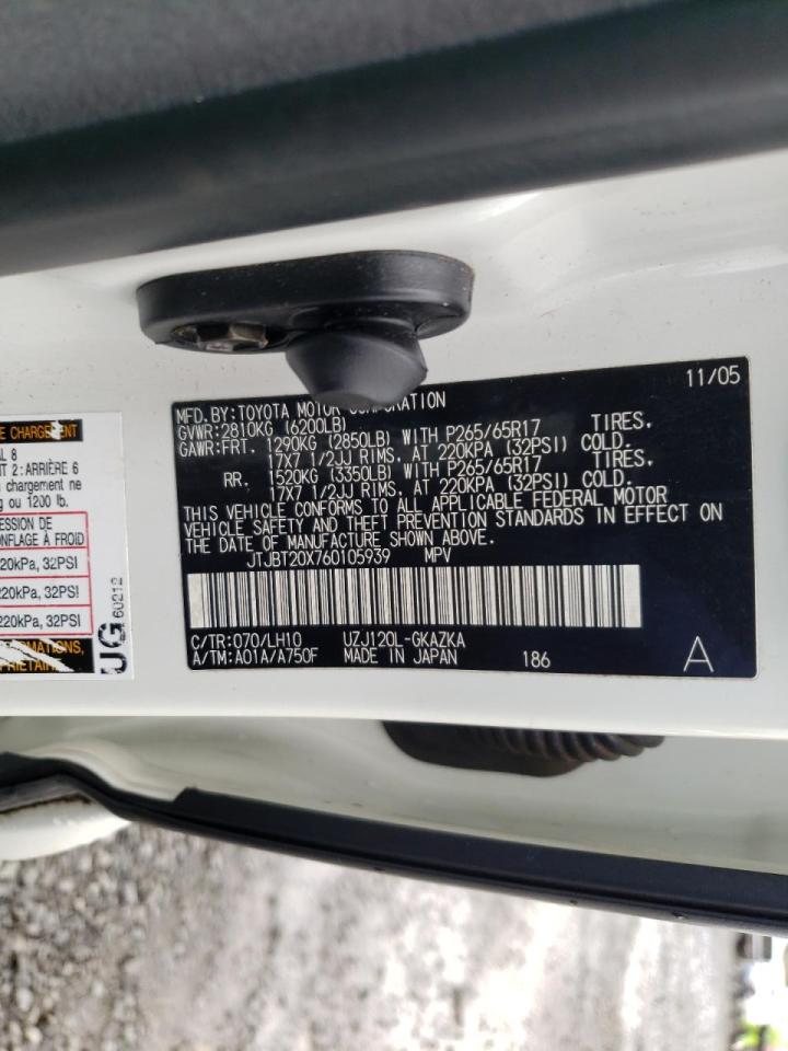 Photo 10 from auction – 2006 LEXUS GX 470 with VIN JTJBT20X760105939