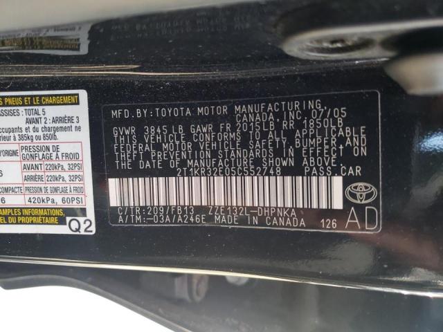 Photo 10 from auction – 2005 TOYOTA COROLLA MA with VIN 2T1KR32E05C552748