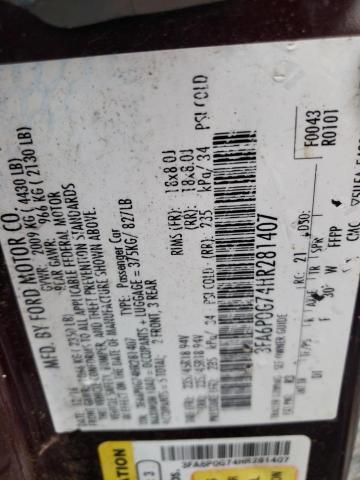 Photo 10 from auction – 2017 FORD FUSION S with VIN 3FA6P0G74HR281407