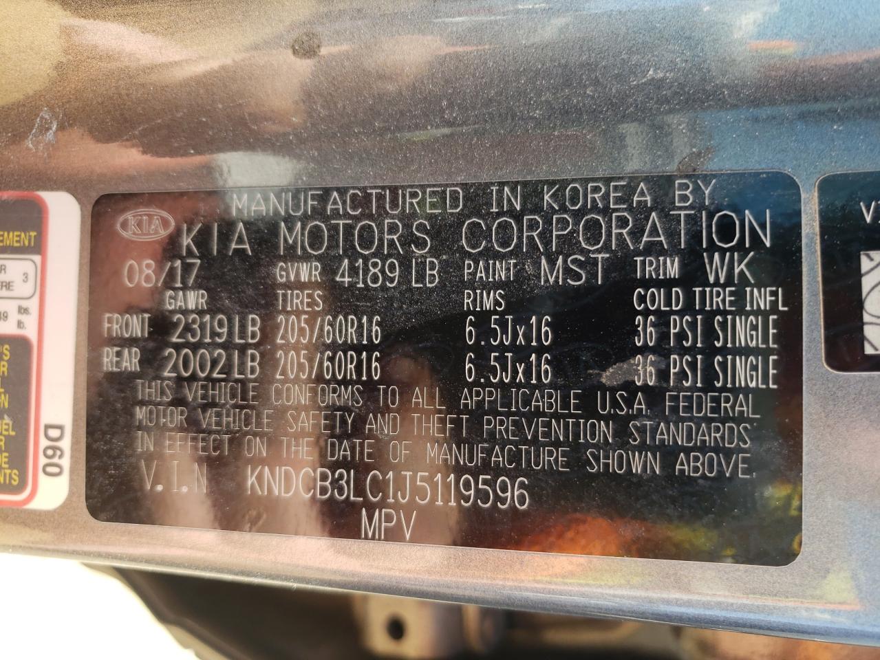 Photo 10 from auction – 2018 KIA NIRO FE with VIN KNDCB3LC1J5119596
