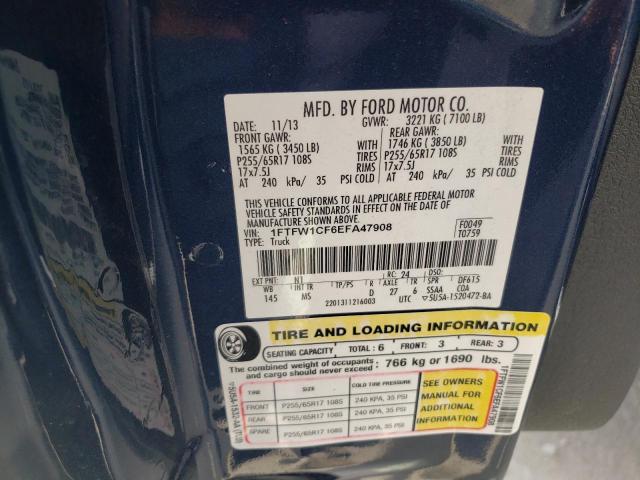Photo 10 from auction – 2014 FORD F150 SUPER with VIN 1FTFW1CF6EFA47908